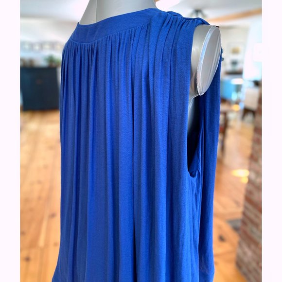 Free People Bold Blue Flowing Blouse with Beautiful Back Detailing - Picture 7 of 10